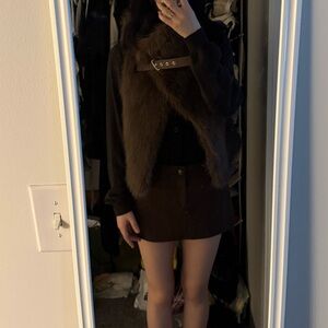 Women's Brown Faux Fur Vest